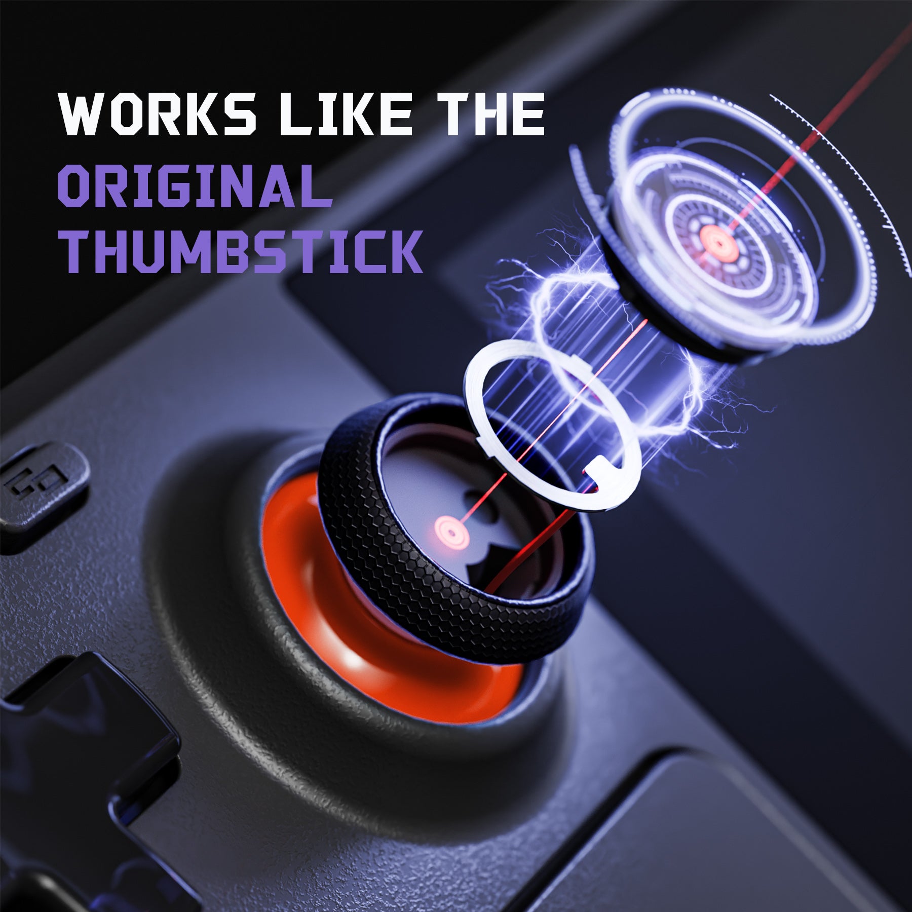 eXtremeRate Orange & Black Replacement Thumbsticks with Original