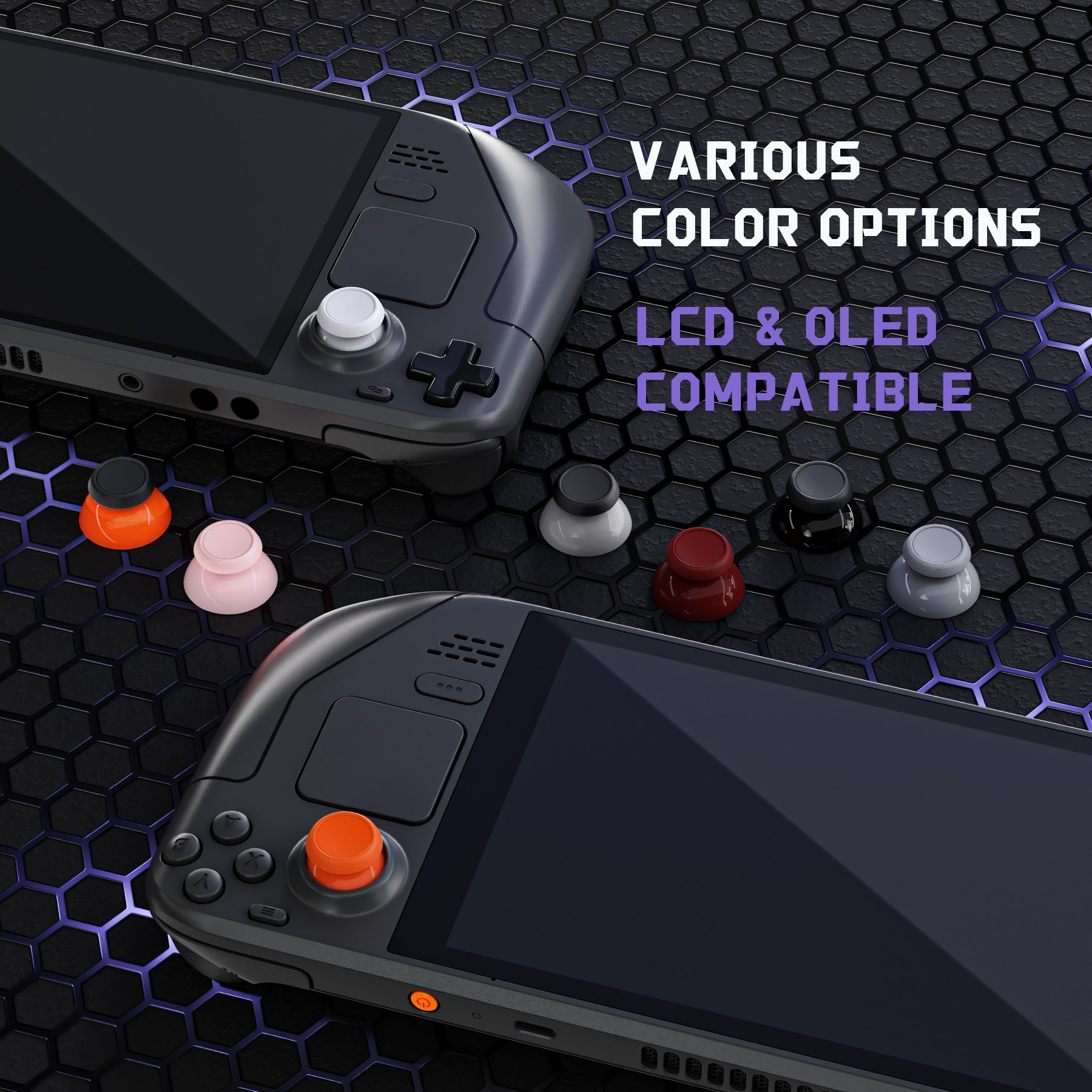 eXtremeRate Orange & Black Replacement Thumbsticks with Original