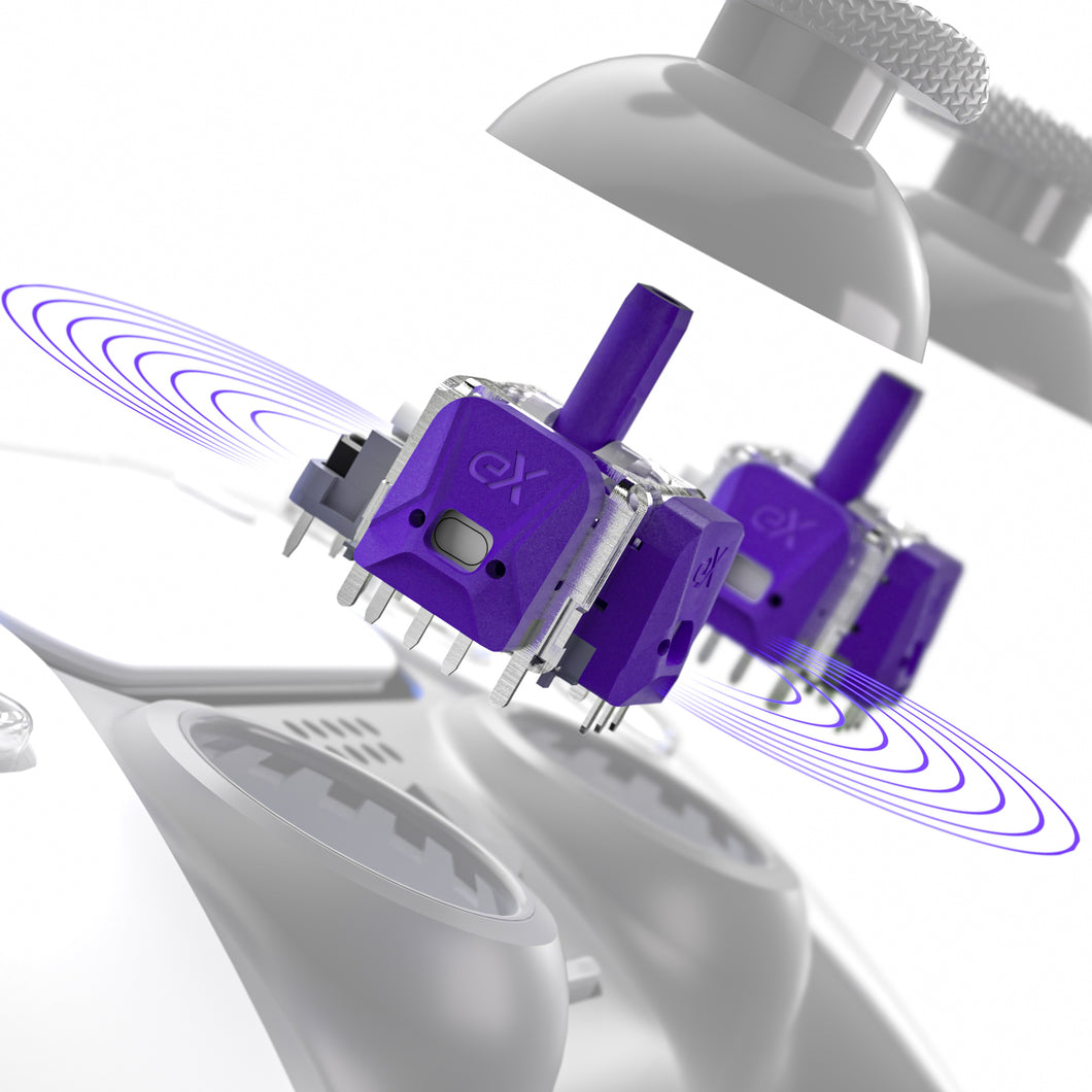 eXtremeRate Purple 120gf eXhall Digital Calibrable Hall Effect Thumbstick Kit with Calibrate FPC Board for PS5 Controller - HMRPF002
