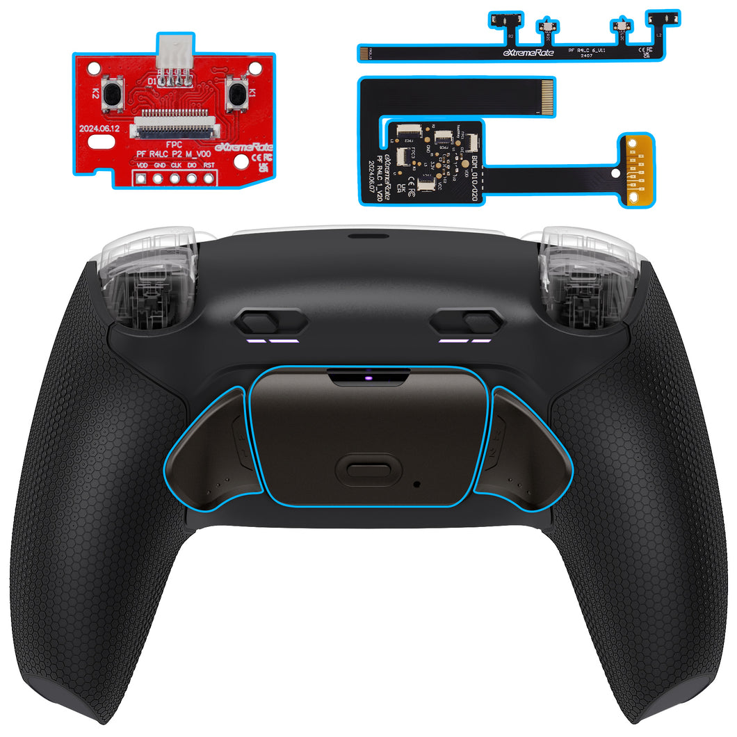 eXtremeRate Rubberized Black Real Metal Back Buttons (RMB) Version Remappable RISE Plus MAX Back Paddles Kit with Clicky Trigger Stops & Rubberized Grip for PS5 Controller BDM-010/020 - GQTPFJ001