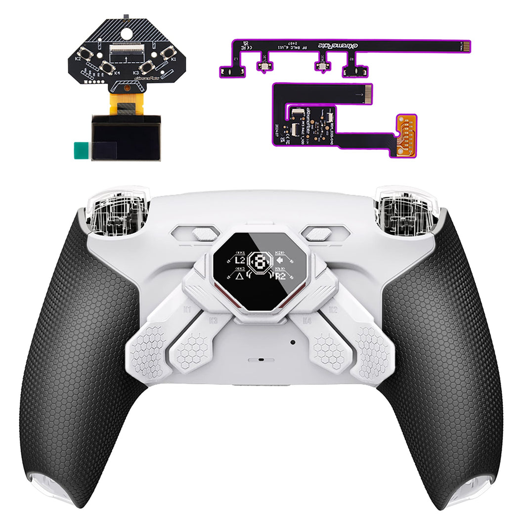 eXtremeRate Rubberized White & Black SPARK Back Paddles Kit with OLED ...