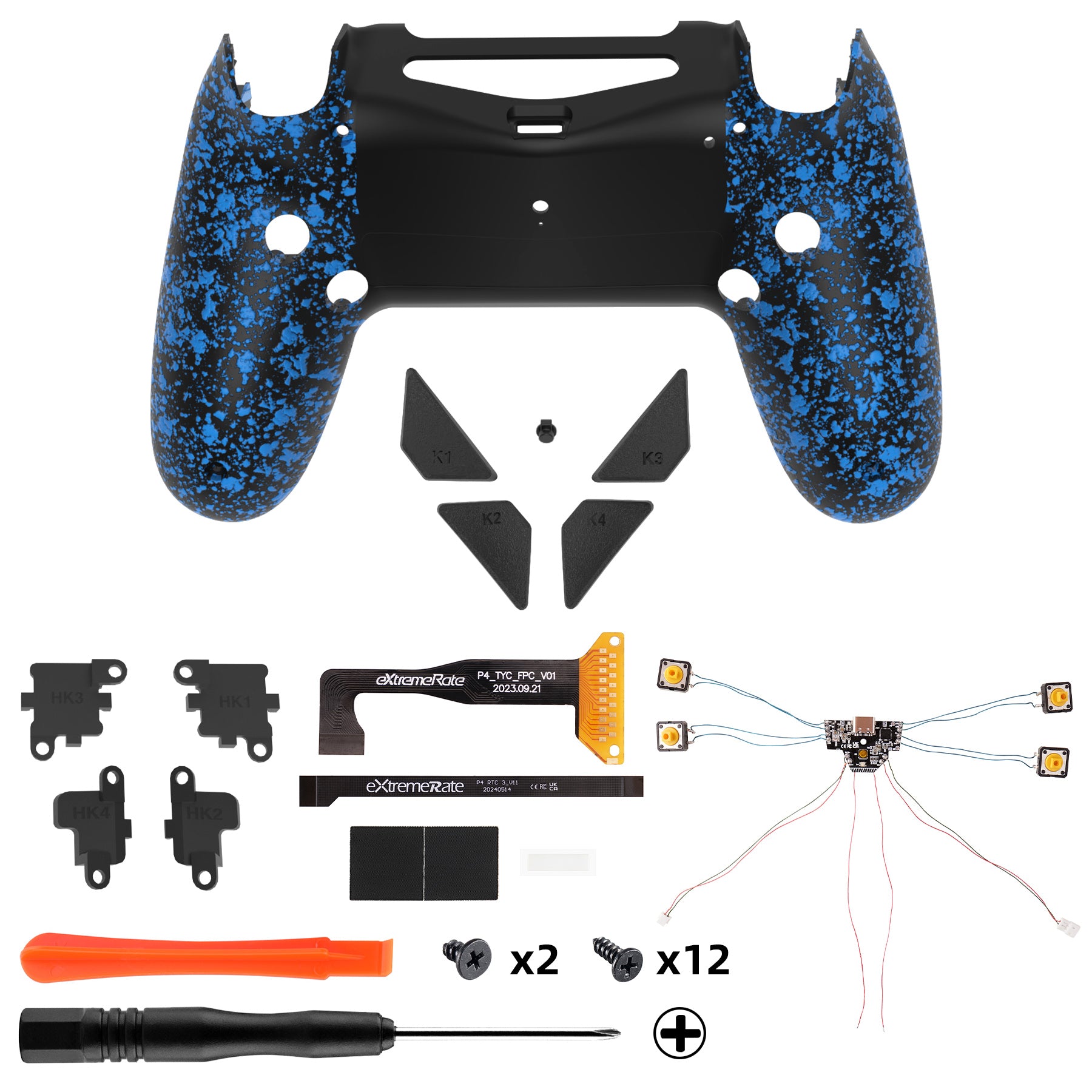 eXtremeRate Textured Blue Dawn Type-C Version Remap Kit for PS4