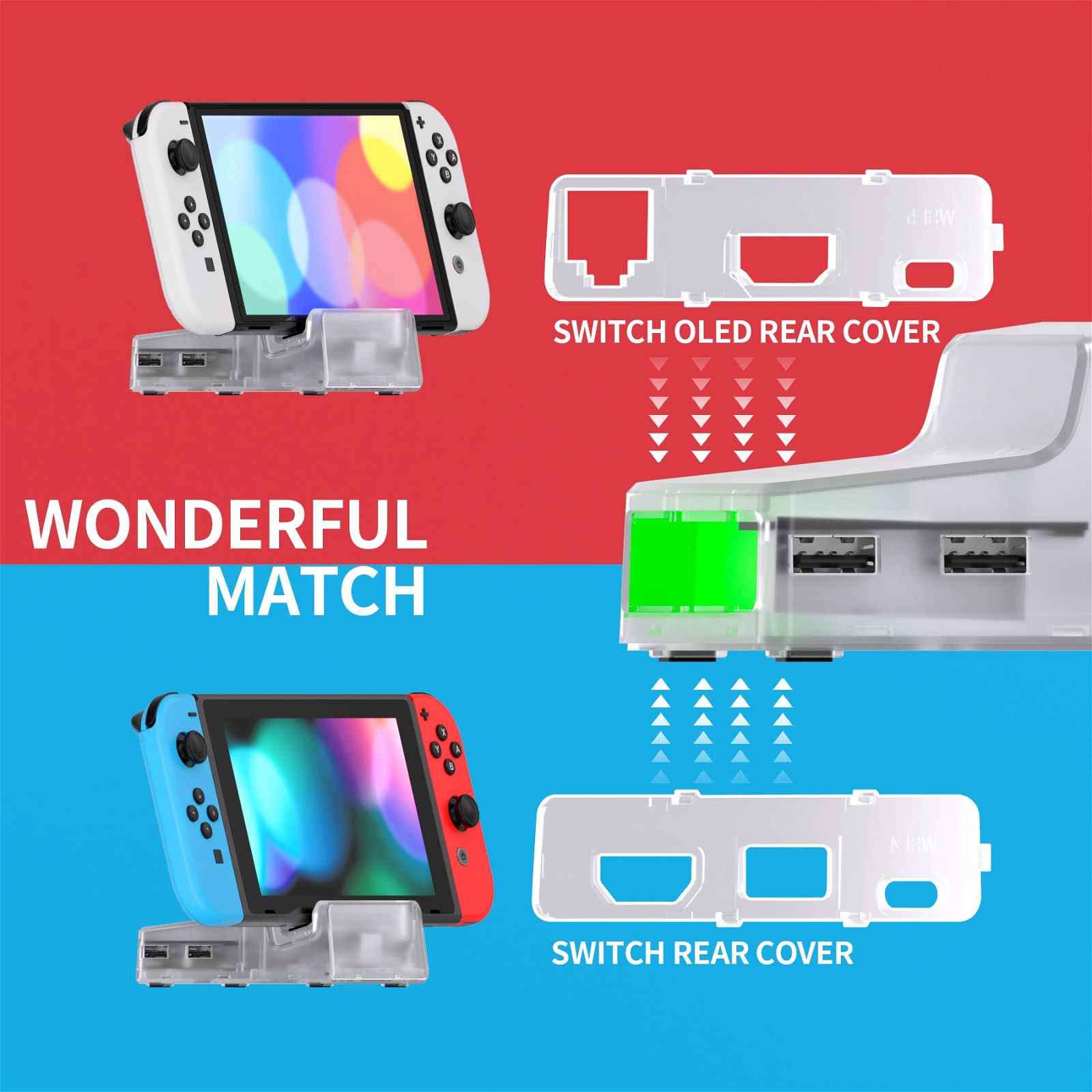 eXtremeRate Clear AiryDocky DIY Kit Replacement Shell Case For