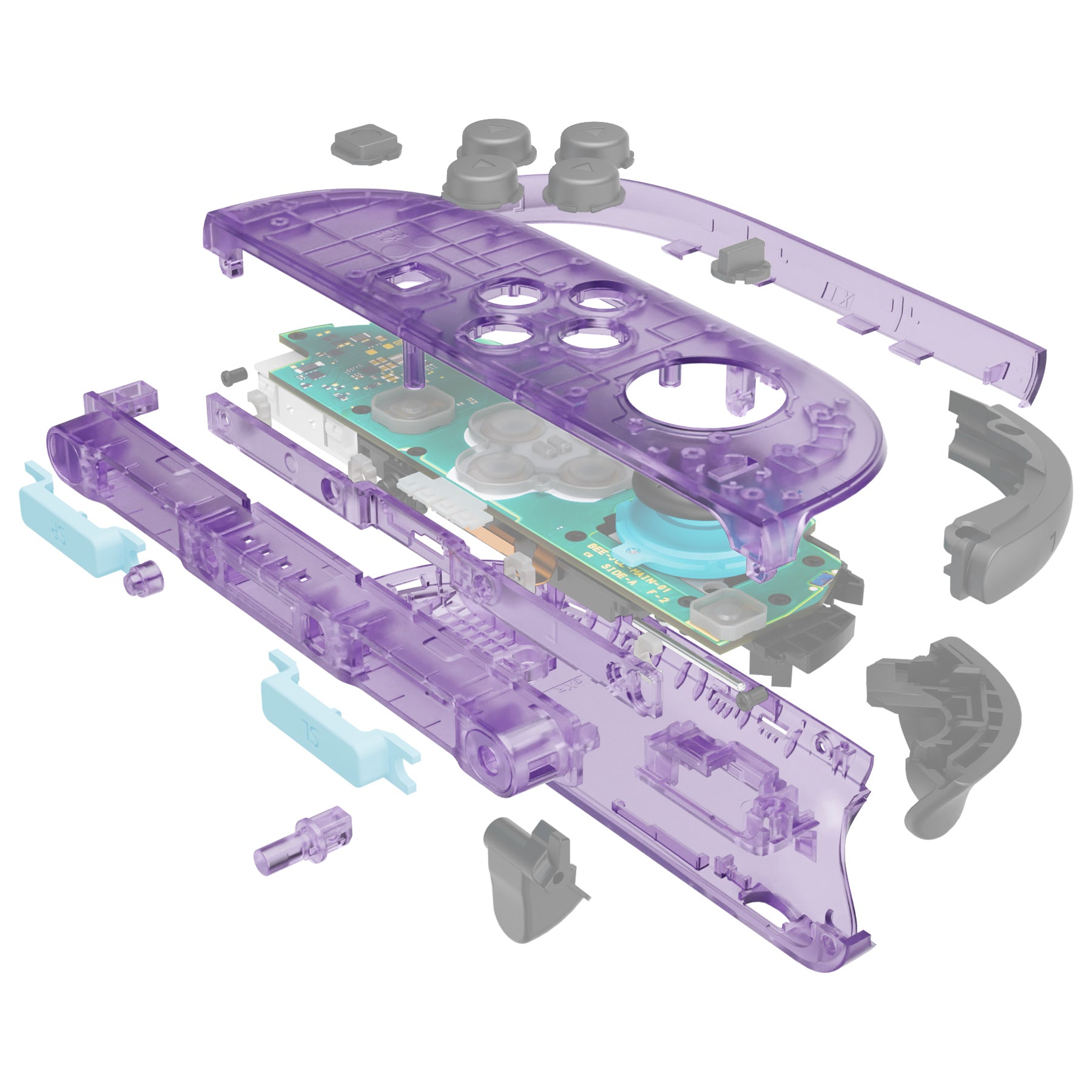 eXtremeRate Clear Atomic Purple DIY Replacement Joycon Shells for