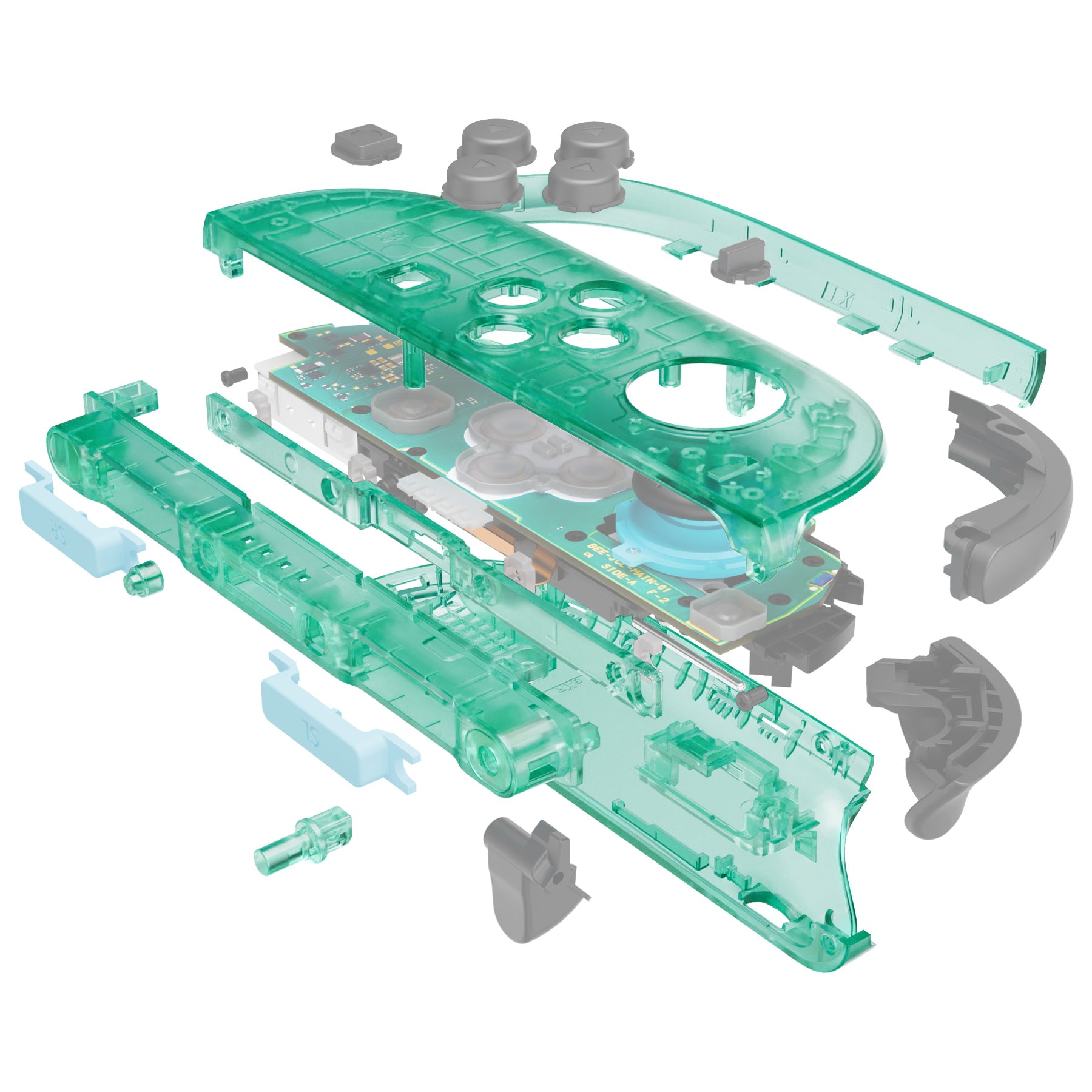 eXtremeRate Clear Emerald Green DIY Replacement Joycon Shells for