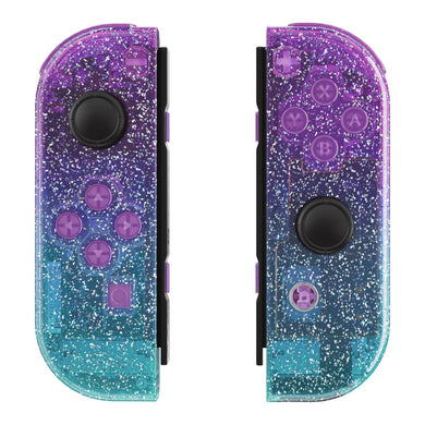 eXtremeRate Glitter Gradient Translucent Bluebell & Blue For NS Switch Joycon & OLED Joycon - CP343WS - Extremerate Wholesale
