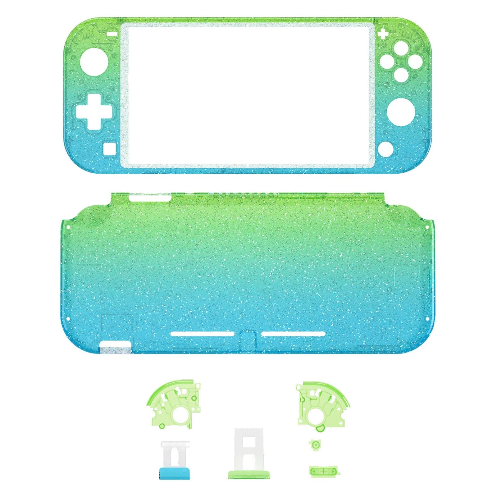 eXtremeRate Glitter Gradient Translucent Green Blue Replacement