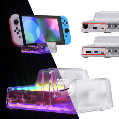 eXtremeRate LED Version Clear AiryDocky DIY Kit Replacement Shell Case with IR Remote Control for Nintendo Switch & Switch OLED Dock- LLNSM001L - Extremerate Wholesale