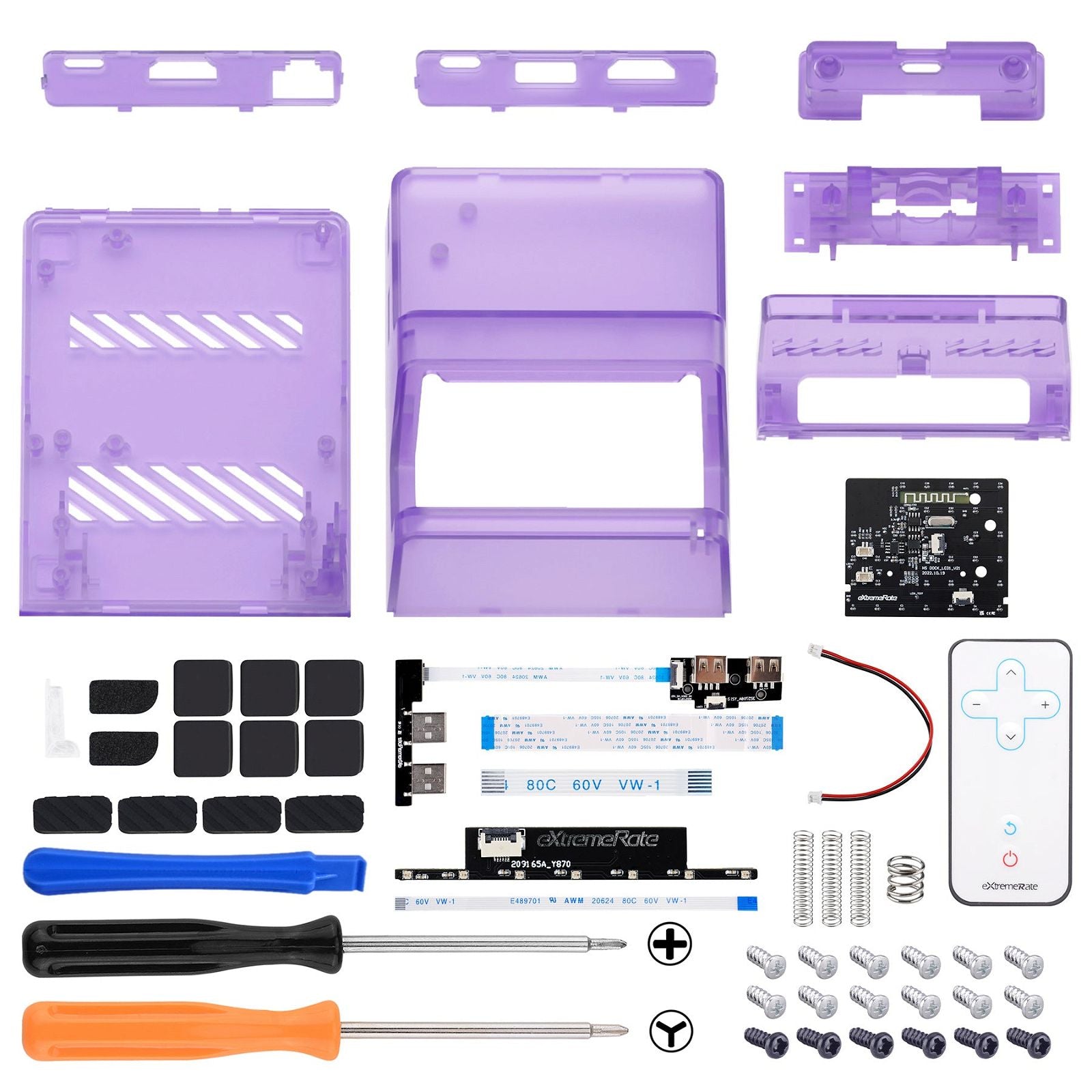eXtremeRate LED Version Clear Atomic Purple AiryDocky DIY Kit