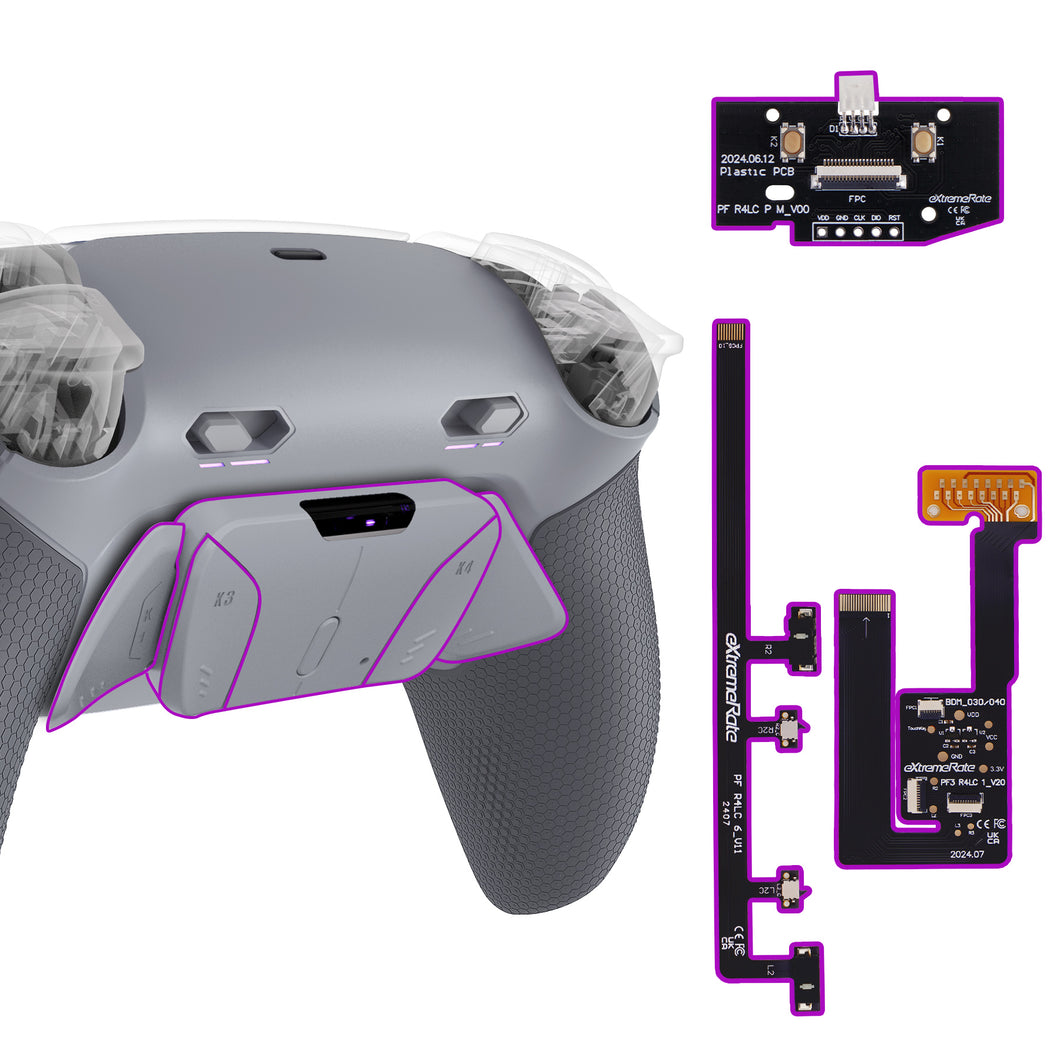 eXtremeRate Rubberized New Hope Gray & Classic Gray Remappable RISE4 Plus MAX Back Paddles Kit with Clicky Trigger Stops & Rubberized Grip for PS5 Controller BDM-030/040/050 - HKCPFM006M2