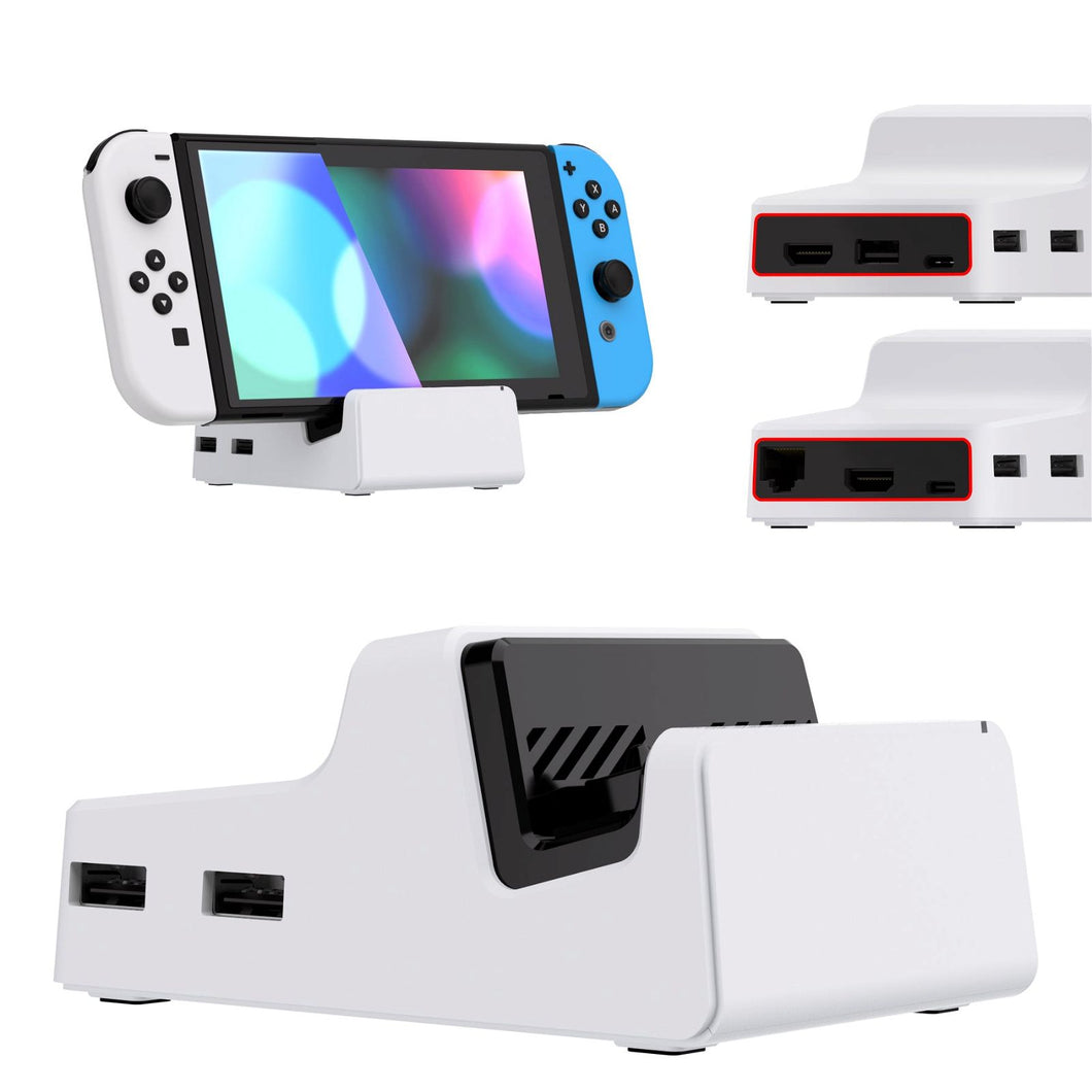 eXtremeRate White AiryDocky DIY Kit Replacement Shell Case For Nintendo Switch & Switch OLED Dock- LLNSM003 - Extremerate Wholesale