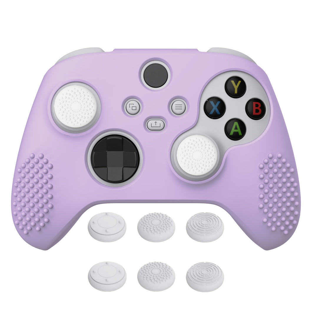 3D Studded Edition Mauve Purple Ergonomic Silicone Case Skin With 6 White Thumb Grip Caps For Xbox Series X/S Controller-SDX3009