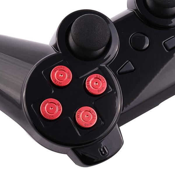 Aluminum Red Bullet Buttons Compatible With PS3 PS4 Controller-P3J0203
