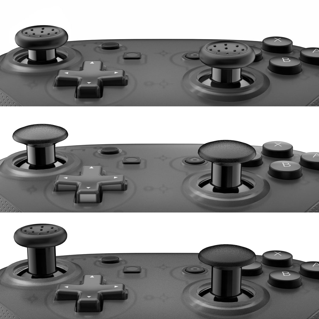 Black ThumbsGear Interchangeable Ergonomic Thumbsticks for NS Pro Controller with 3 Height Domed and Concave Grips Adjustable Joystick-KRM521WS