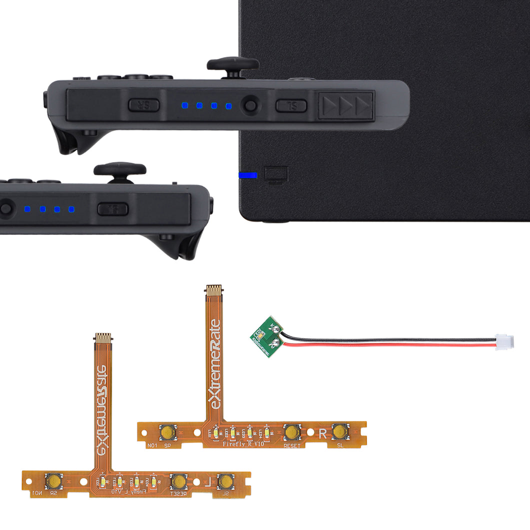 Firefly LED Tuning Kit for Nintendo Switch Joycons Dock NS Joycon SL SR Buttons Ribbon Flex Cable Indicate Power LED - Blue(Joycons Dock NOT Included)-NSLED005