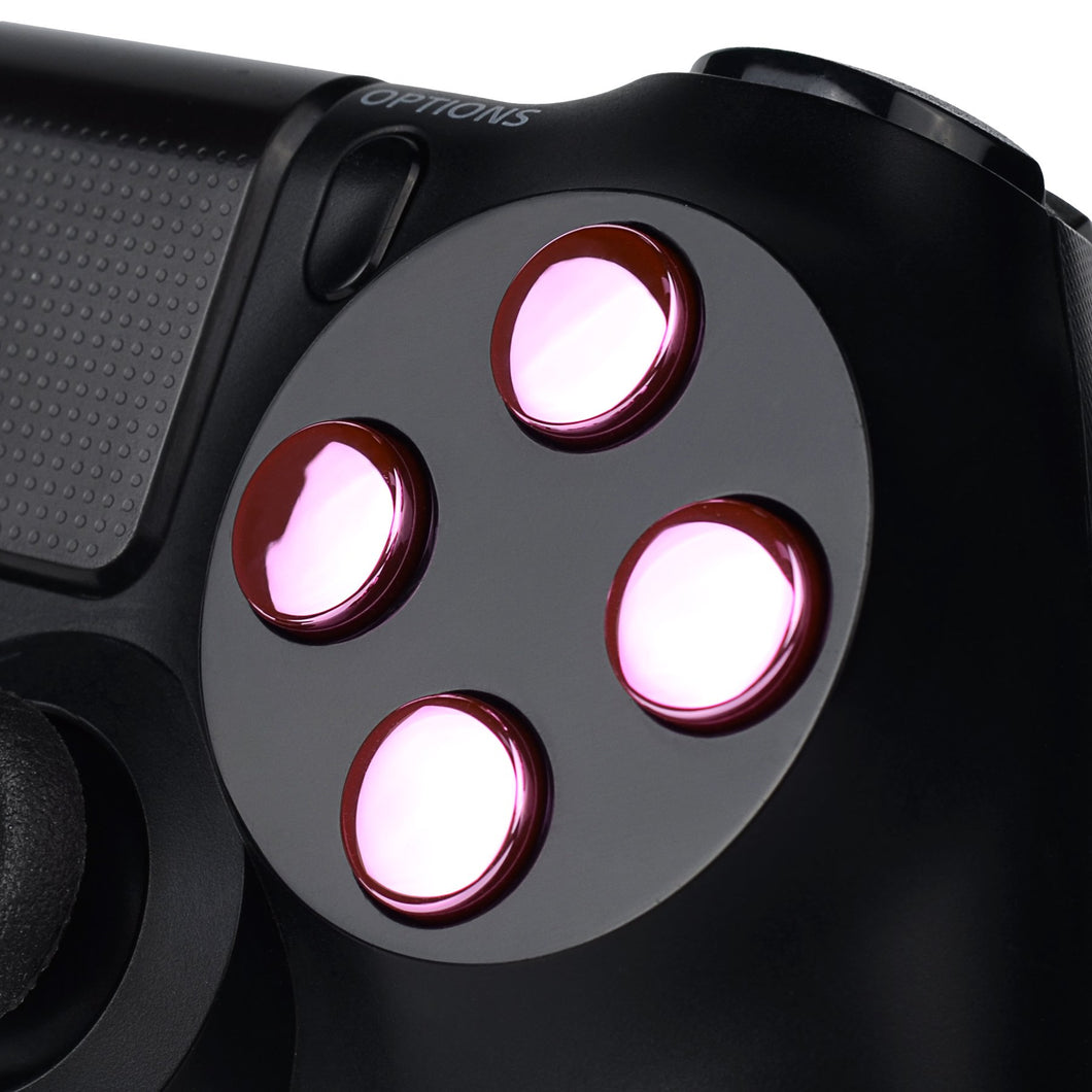 Chrome Pink Buttons Compatible With PS4 Controller-P4J0234