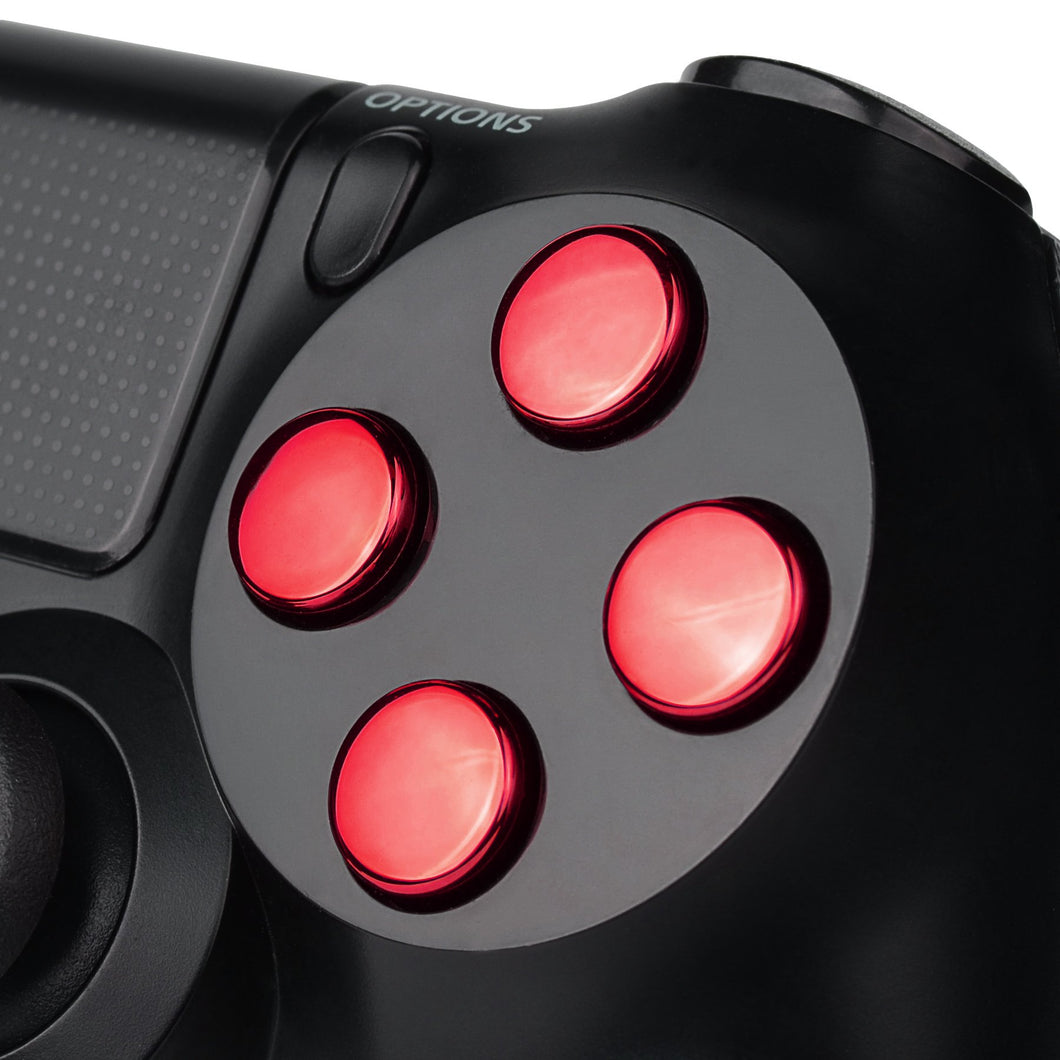 Chrome Red Buttons Compatible With PS4 Controller-P4J0219