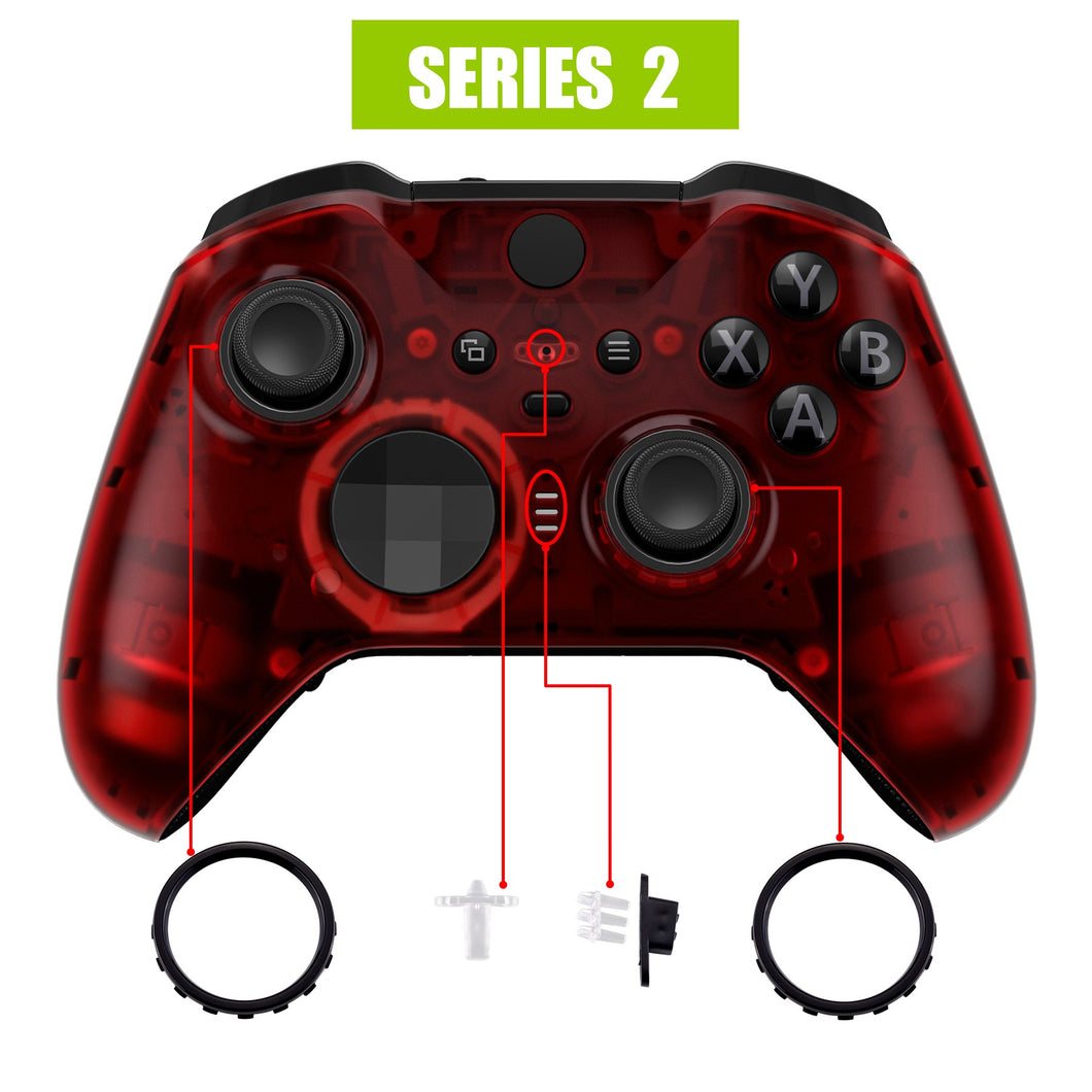 Clear Red Front Shell For Xbox One-Elite2 Controller-ELM506WS