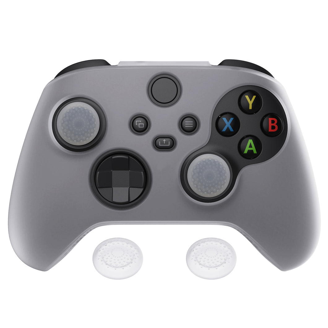 Clear White Pure Series Anti-Slip Silicone Cover Skin With White Thumb Grip Caps For Xbox Series X/S Controller-BLX3016