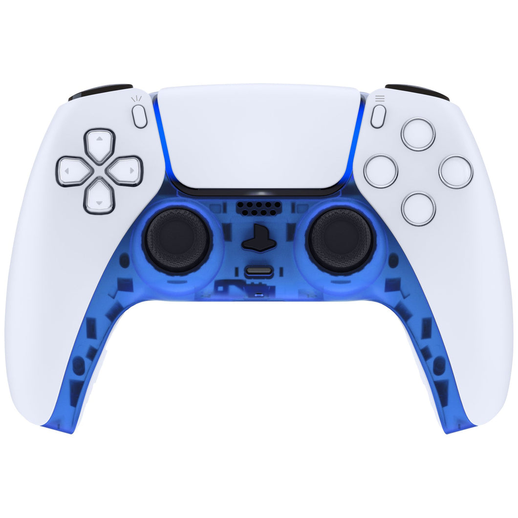 Clear Blue Decorative Trim Shell With Accent Rings Compatible With PS5 Controller-GPFM5004WS