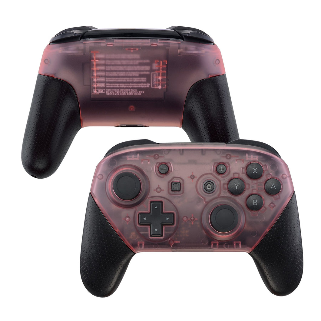 Clear Cherry Pink Front Back Shells For NS Pro Controller-MRM507WS