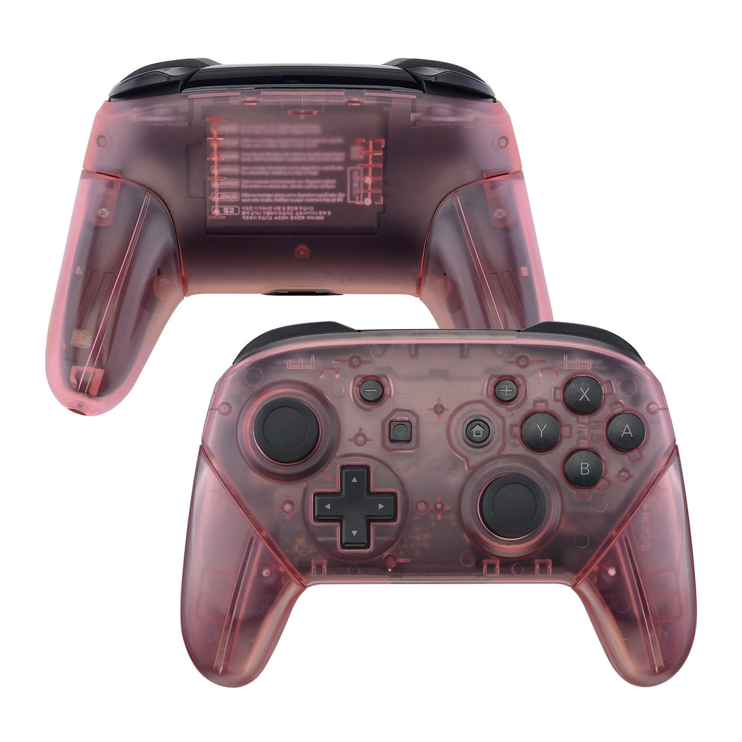Clear Cherry Pink Full Shells And Handle Grips For NS Pro Controller-FRM507WS