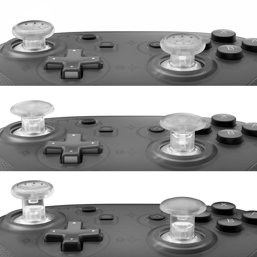 Clear ThumbsGear Interchangeable Ergonomic Thumbsticks for NS Pro Controller with 3 Height Domed and Concave Grips Adjustable Joystick-KRM523WS