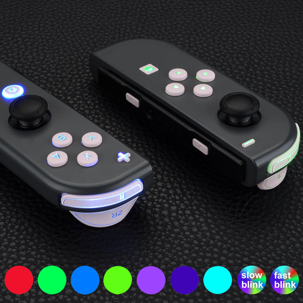7 Colors 9 Modes Button Control DFS LED Kit With Matte UV Cherry Blossoms Pink Classical Symbols Buttons For NS Switch & Switch OLED Model Joycon-NSLED015G2