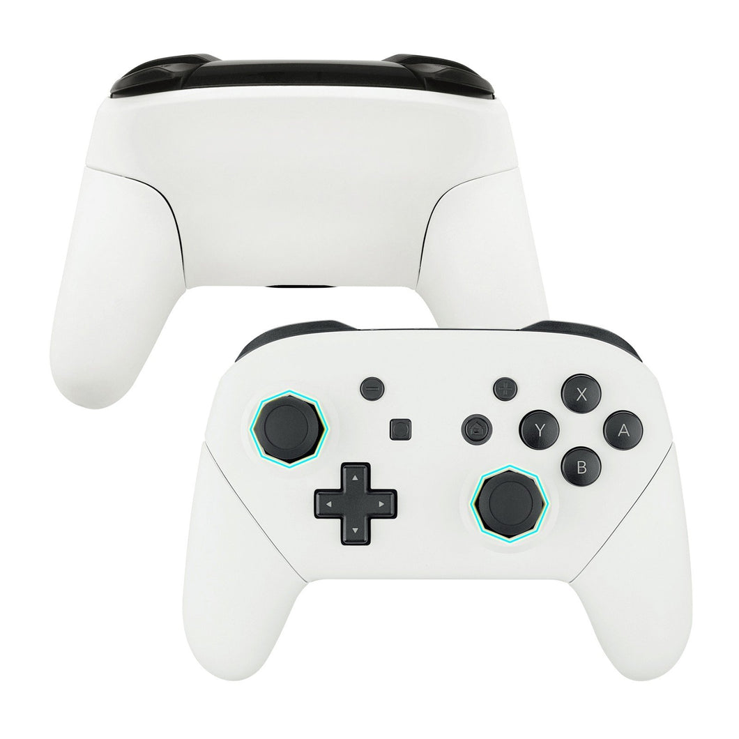 Soft Touch White Octagonal Gated Sticks Full Shells And Handle Grips For NS Pro Controller-FRE604WS