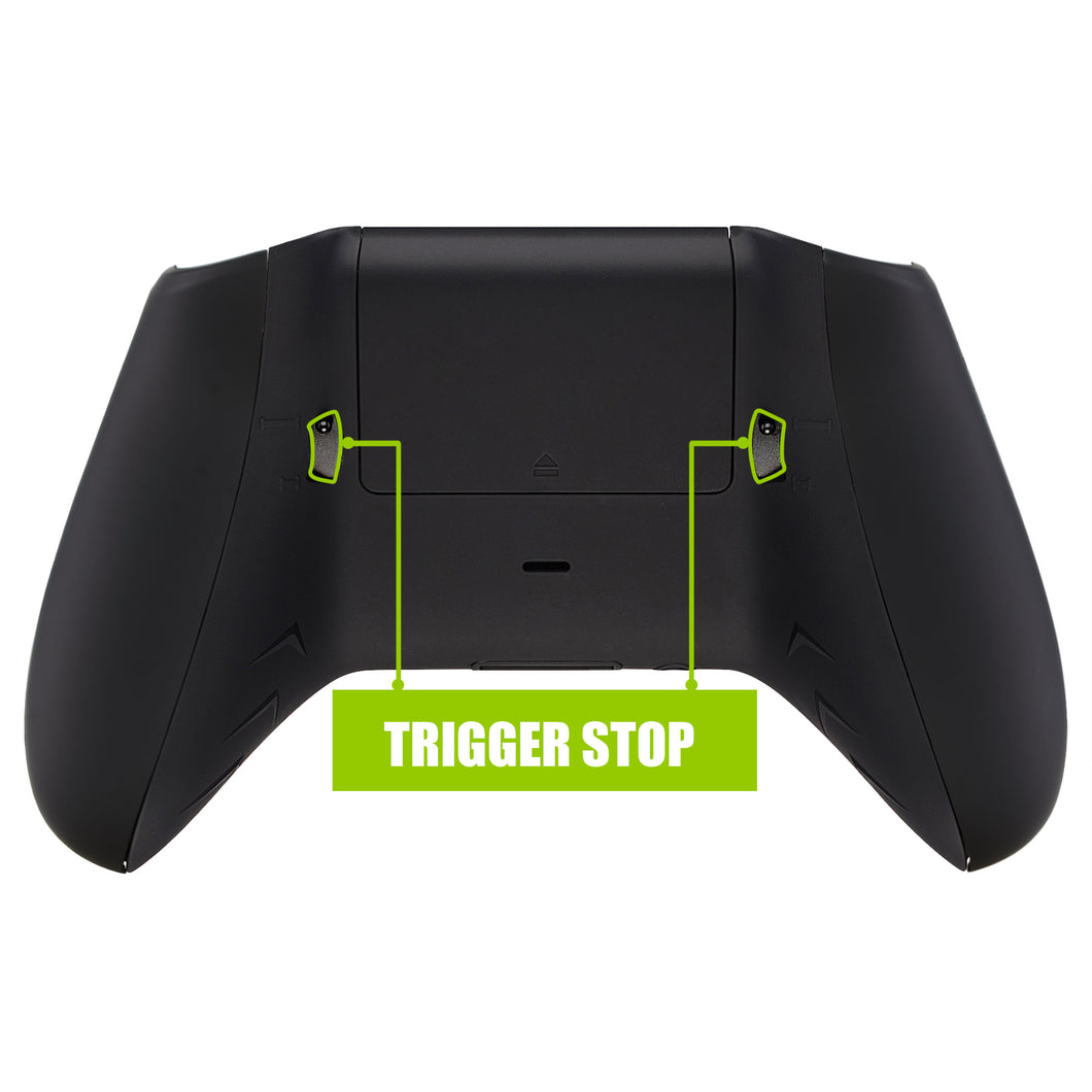 Flash Shot Trigger Stop Bottom Shell Kit for Xbox One S & One X Controller, Redesigned Back Shell & Soft Touch Black Handle Grips & Dual Trigger Locks for Xbox One S X Controller Model 1708-X1GZ006