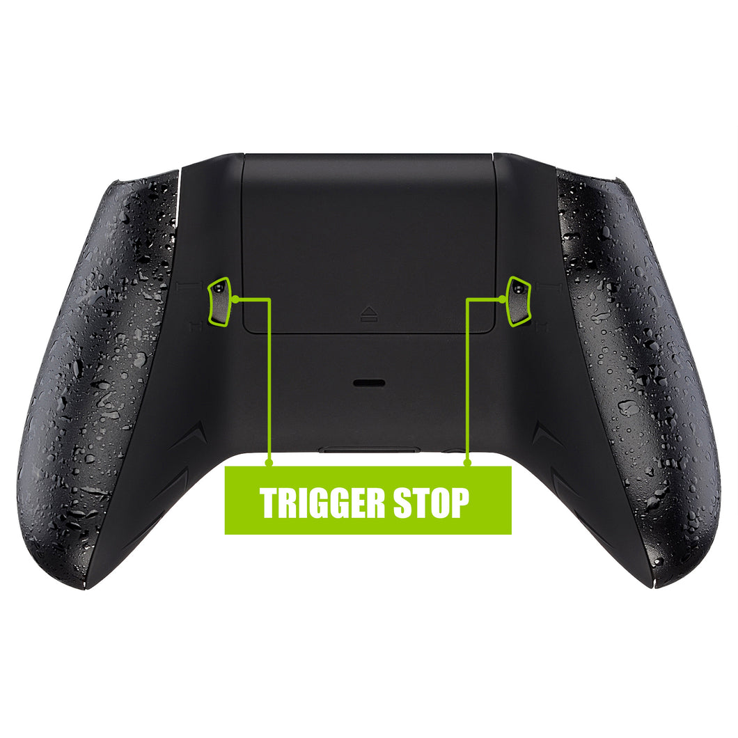 Flash Shot Trigger Stop Bottom Shell Kit for Xbox One S & One X Controller, Redesigned Back Shell & Rubberized Black Handle Grips & Dual Trigger Locks for Xbox One S X Controller Model 1708-X1GZ001