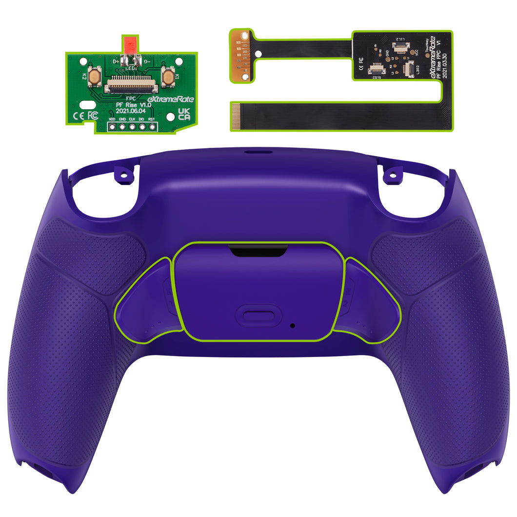 Galactic Purple Rubberized Grip Remappable Rise 2.0 Remap Kit With Upgrade Board + Redesigned Back Shell + Back Buttons Compatible With PS5 Controller BDM-010 & BDM-020 - XPFU6007