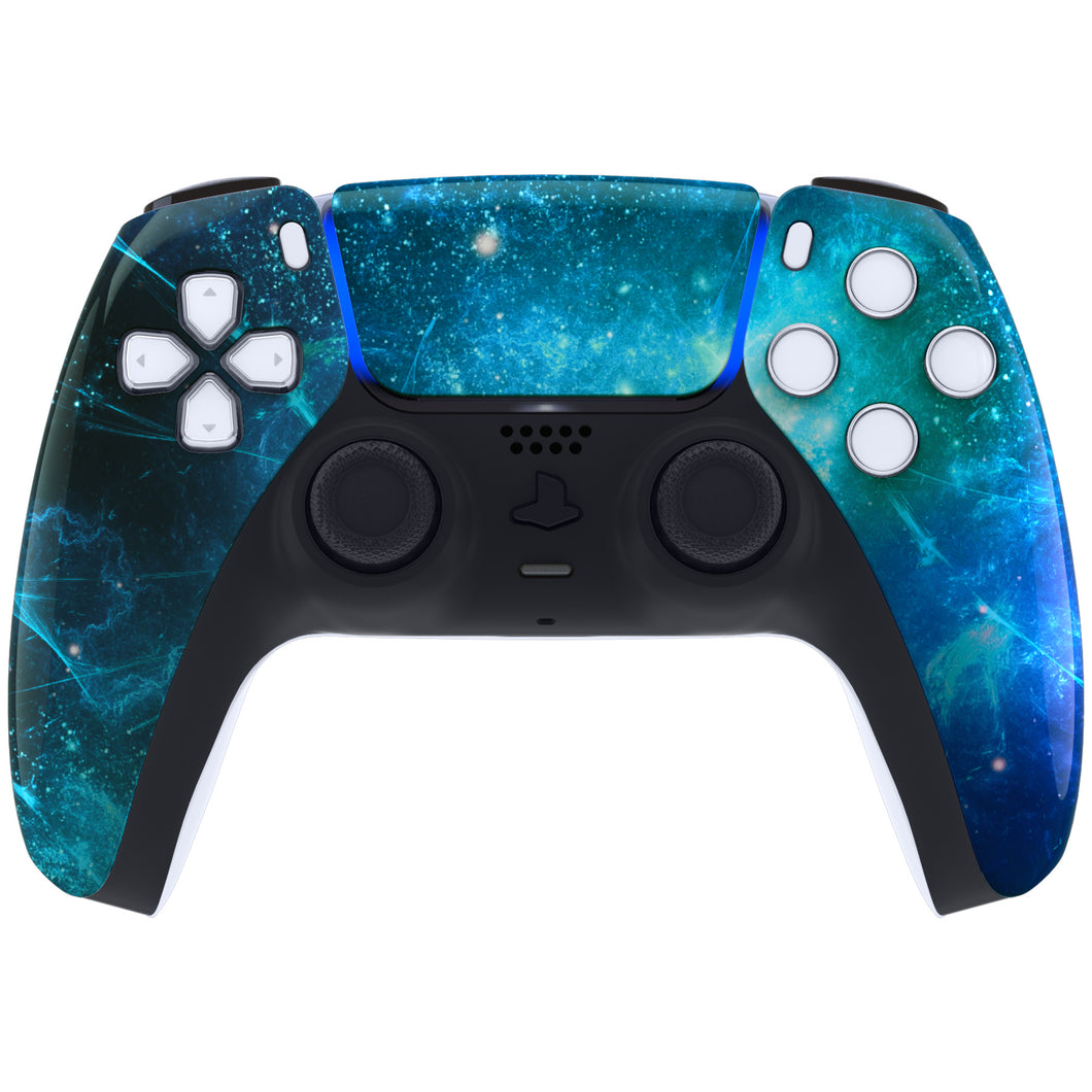 Glossy Blue Nebula Front Shell With Touchpad Compatible With PS5 Controller BDM-010 & BDM-020 & BDM-030 & BDM-040 -ZPFT1043G3WS