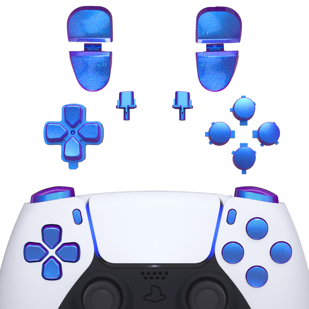 Glossy Chameleon Blue Purple 11in1 Button Kits Compatible With PS5 Controller BDM-030 - JPF1001G3WS