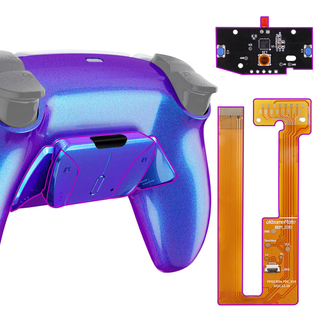 Glossy Chameleon Blue Purple Remappable Rise4 Remap Kit For PS5 Controller BDM-030  & BDM-040 - YPFP3008G3