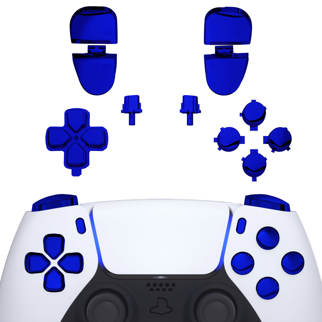 Glossy Chrome Blue 11in1 Button Kits Compatible With PS5 Controller BDM-030 - JPF2004G3WS