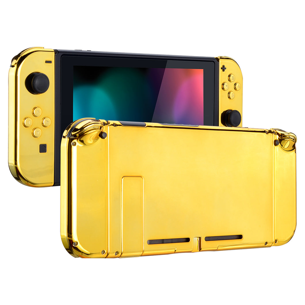Glossy Chrome Gold Full Shells For NS Joycon-Without Any Buttons Included-QD401WS