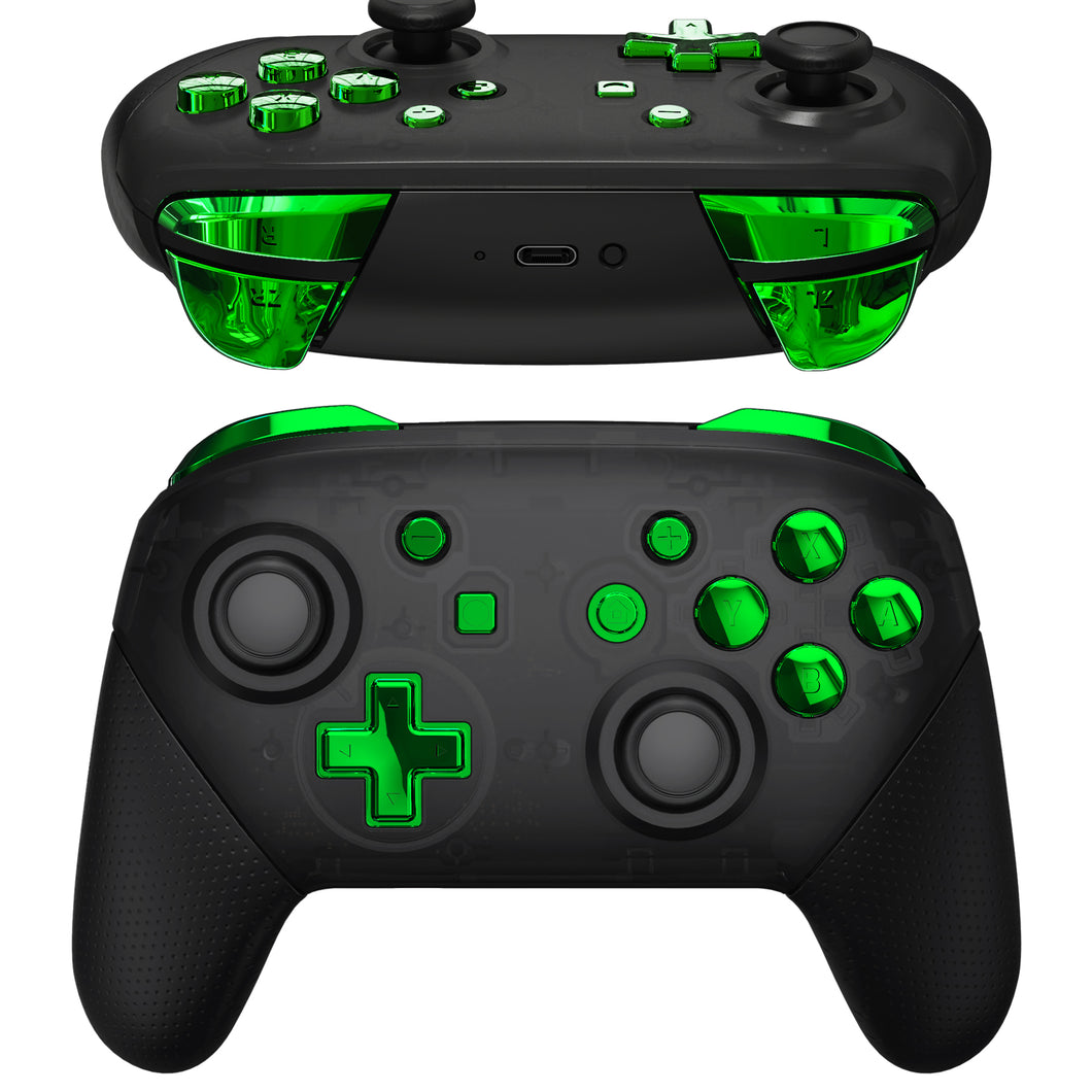 Glossy Chrome Green 13in1 Button Kits For NS Pro Controller-KRD406WS