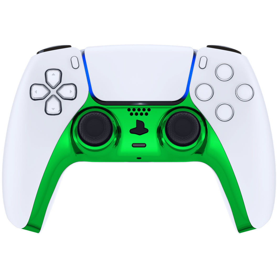 Glossy Chrome Green Decorative Trim Shell With Accent Rings Compatible With PS5 Controller-GPFD4006WS