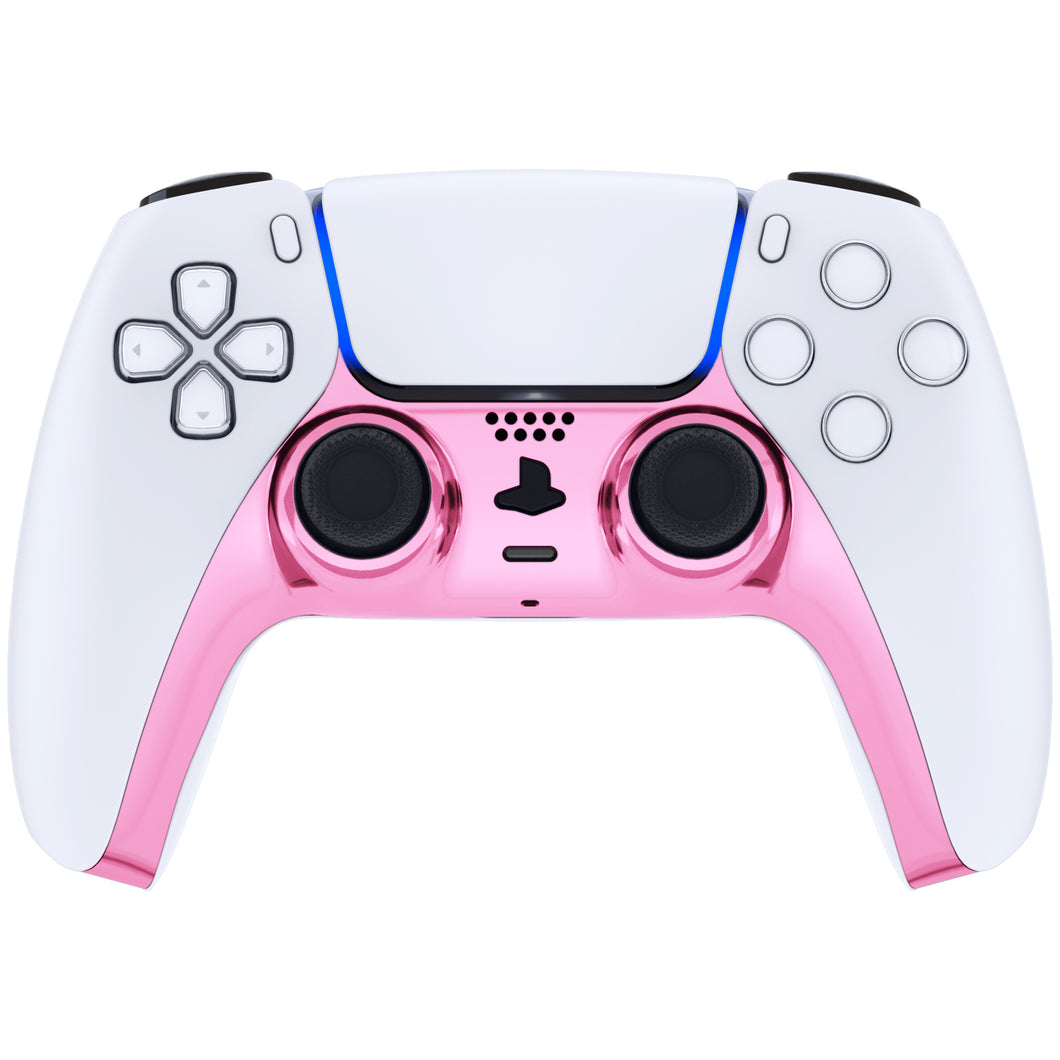 Glossy Chrome Pink Decorative Trim Shell With Accent Rings Compatible With PS5 Controller-GPFD4007WS