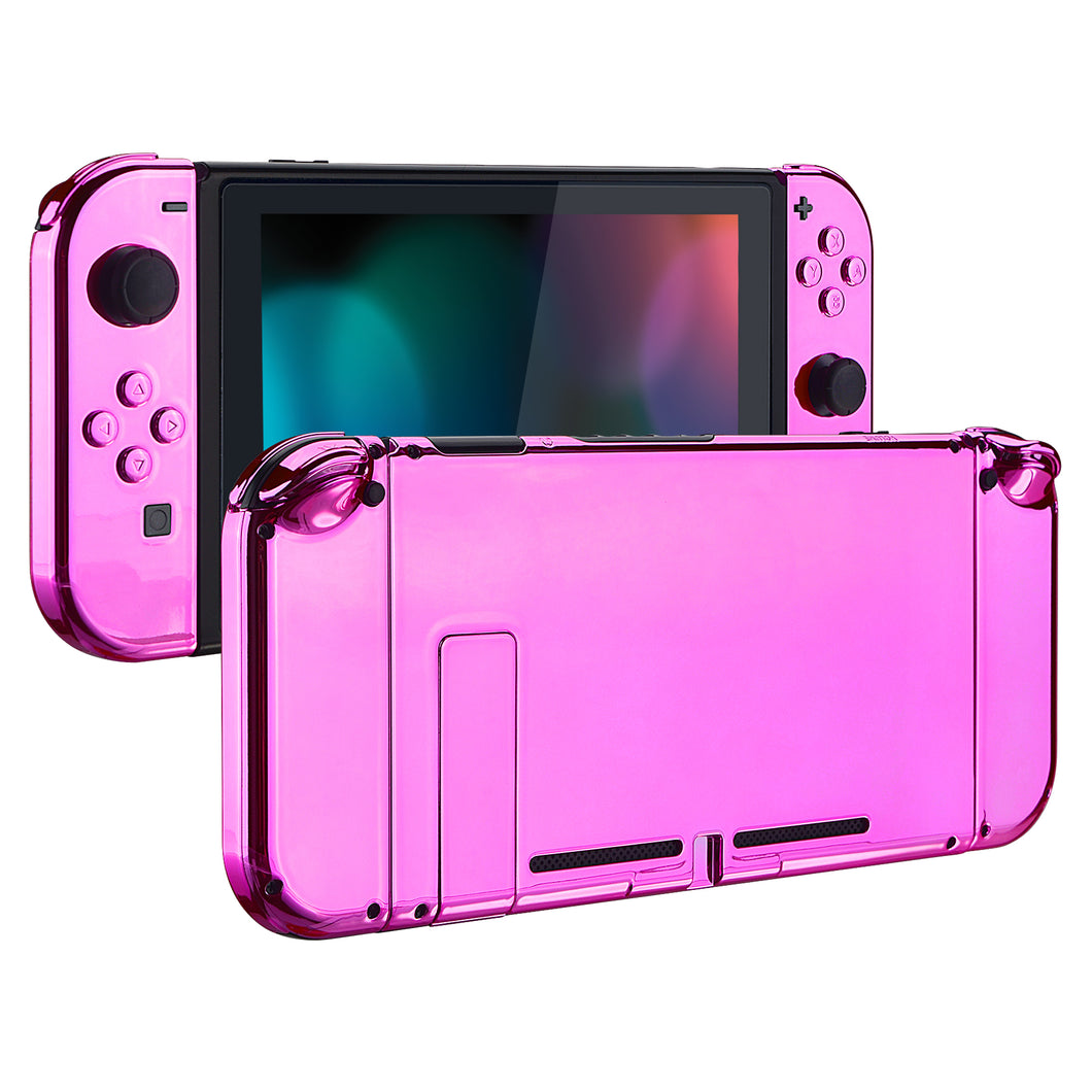 Glossy Chrome Pink Full Shells For NS Joycon-Without Any Buttons Included-QD406WS