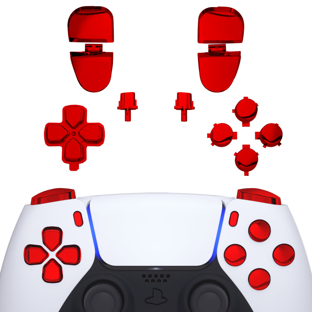 Glossy Chrome Red 11in1 Button Kits Compatible With PS5 Controller BDM-030 - JPF2003G3WS