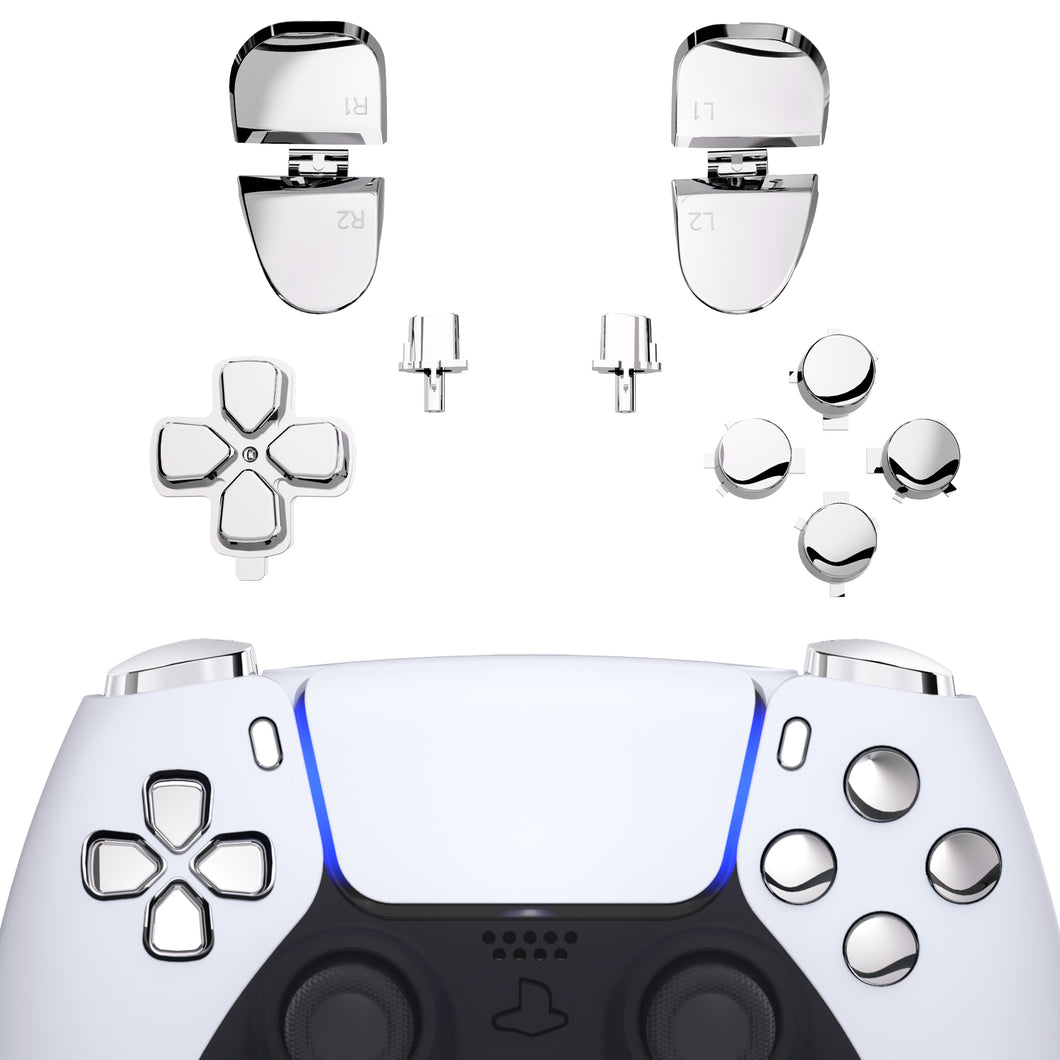 Glossy Chrome Silver 11in1 Button Kits Compatible With PS5 Controller BDM-030 - JPF2002G3WS