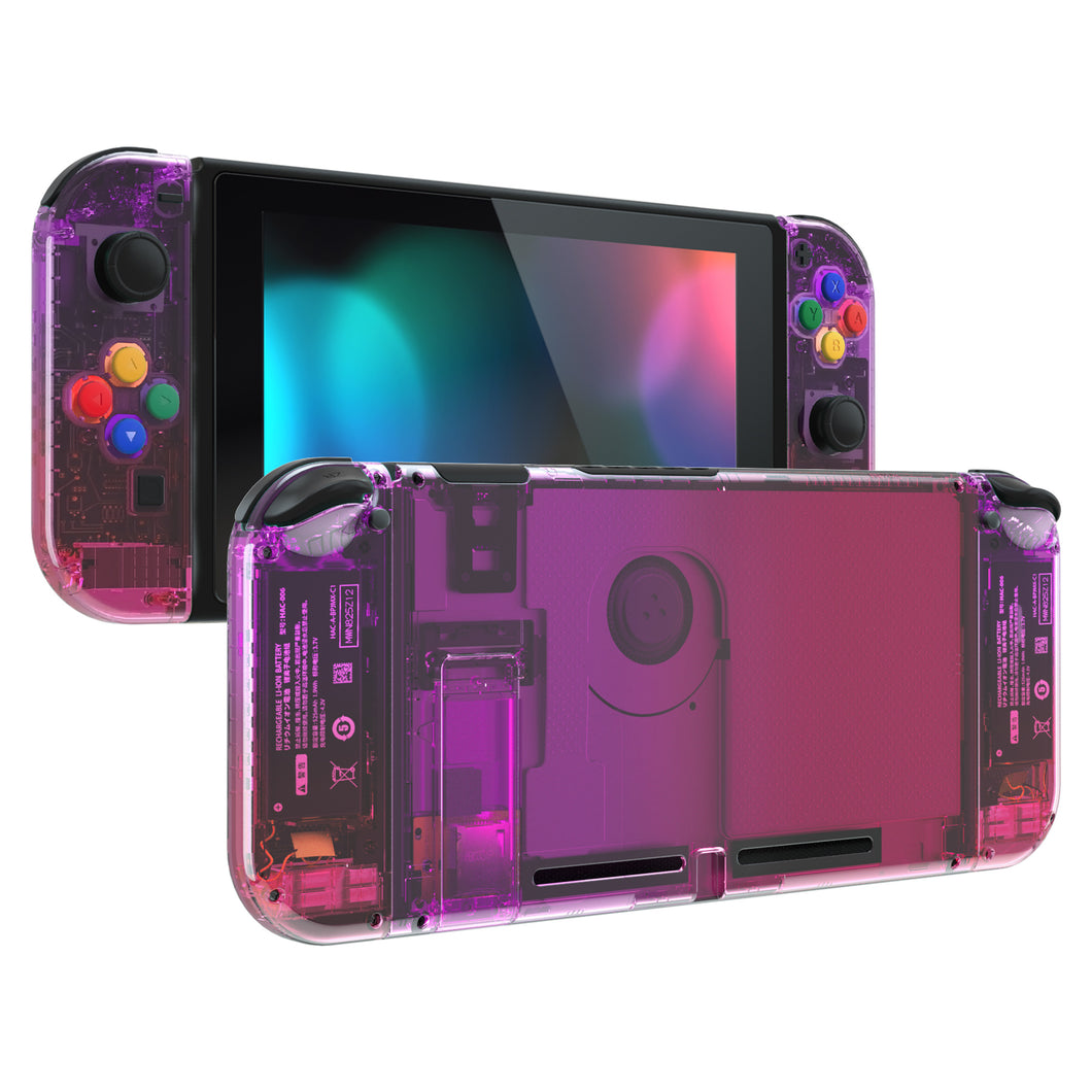 Glossy Clear Atomic Purple Rose Red Full Shells For NS Joycon-Without Any Buttons Included-QP343WS