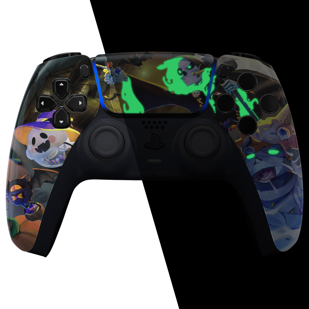 Glossy Glow in Dark - Halloween Candy Night Front Shell With Touchpad Compatible With PS5 Controller BDM-010 & BDM-020 & BDM-030 & BDM-040 - ZPFT1083G3WS