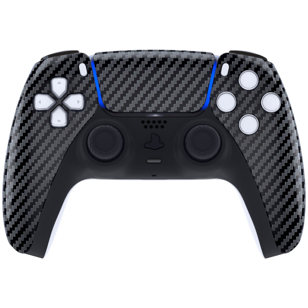 Glossy Graphite Carbon Fiber Front Shell With Touchpad Compatible With PS5 Controller BDM-010 & BDM-020 & BDM-030 & BDM-040 - ZPFS2005G3WS