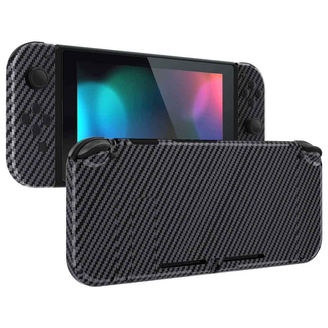 Glossy Graphite Carbon Fiber Pattern Full Shells For NS Joycon-Without Any Buttons Included-QS207WS