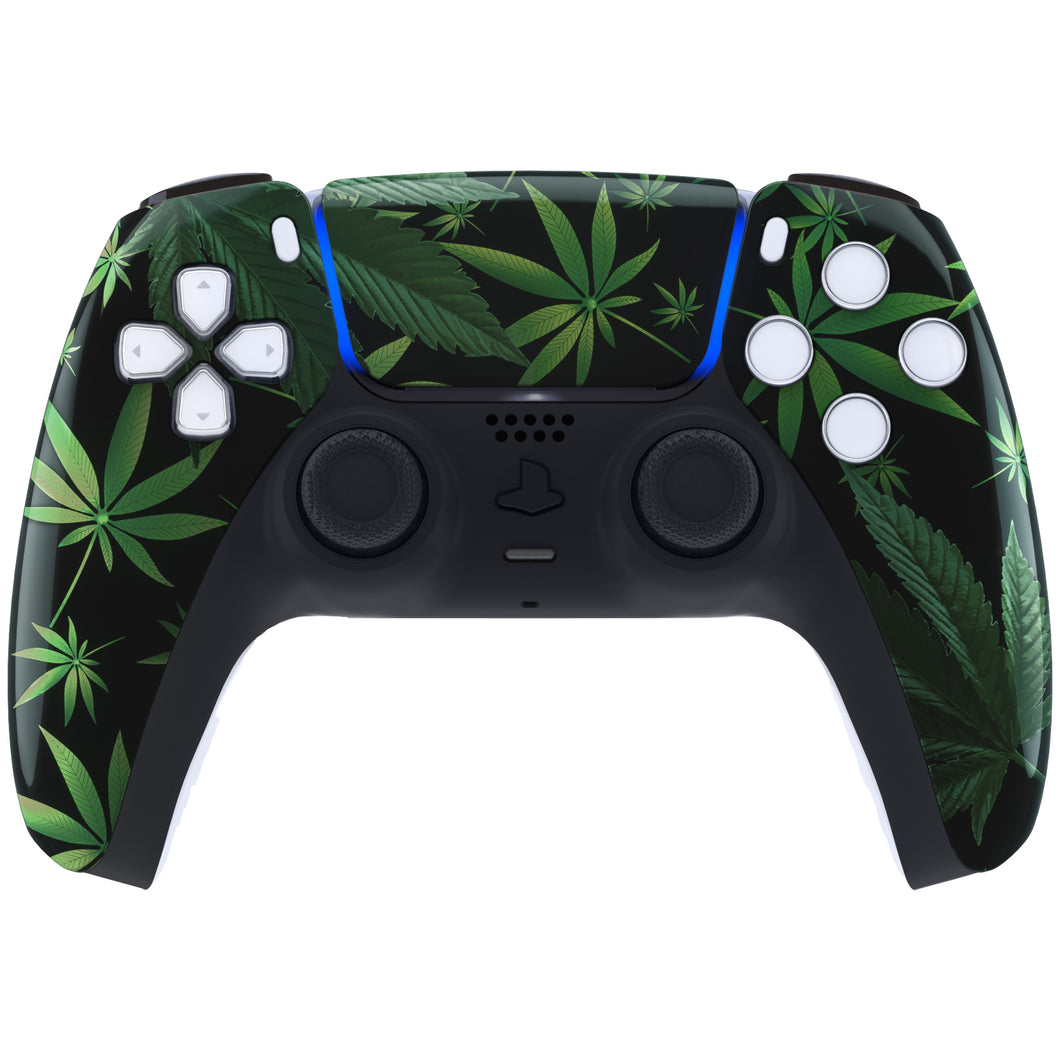 Glossy Green Weeds Front Shell With Touchpad Compatible With PS5 Controller BDM-010 & BDM-020 & BDM-030 & BDM-040 - ZPFT1011G3WS