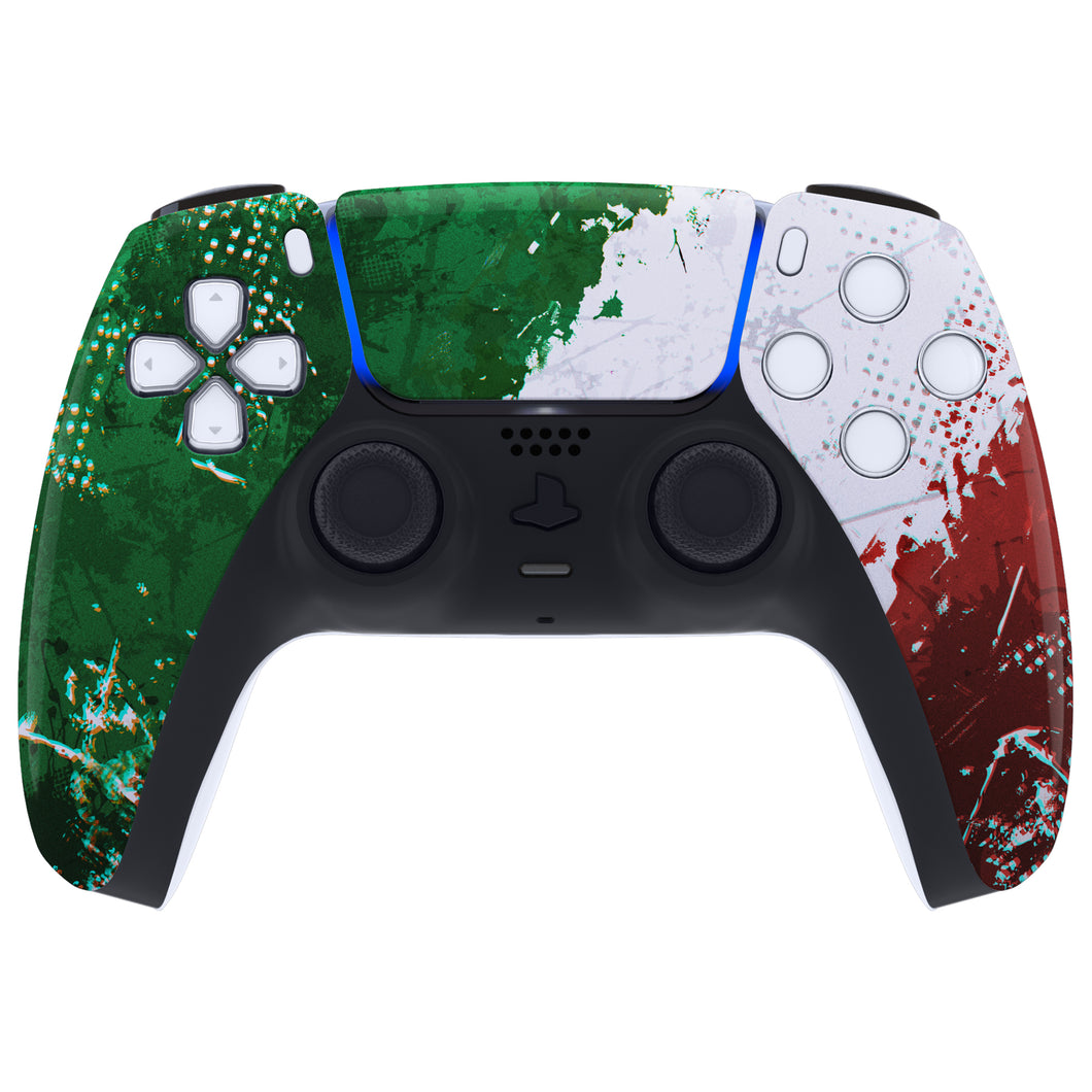 Glossy Impression Italy Flag Front Shell With Touchpad Compatible With PS5 Controller BDM-010 & BDM-020 & BDM-030 & BDM-040 - ZPFT1061G3WS