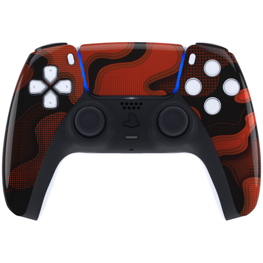 Glossy Red Black Camouflage Front Shell With Touchpad Compatible With PS5 Controller BDM-010 & BDM-020 & BDM-030 & BDM-040 - ZPFT1048G3WS - Extremerate Wholesale